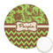 Green & Brown Toile & Chevron Icing Circle - Medium - Front