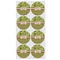 Green & Brown Toile & Chevron Icing Circle - Medium - Set of 8