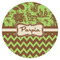 Green & Brown Toile & Chevron Icing Circle - Medium - Single