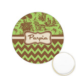 Green & Brown Toile & Chevron Printed Cookie Topper - 1.25" (Personalized)