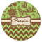 Green & Brown Toile & Chevron Icing Circle - XSmall - Single