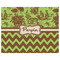 Green & Brown Toile & Chevron Indoor / Outdoor Rug - 8'x10' - Front Flat