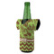 Green & Brown Toile & Chevron Jersey Bottle Cooler - ANGLE (on bottle)