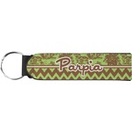 Green & Brown Toile & Chevron Neoprene Keychain Fob (Personalized)