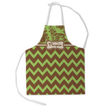 Green & Brown Toile & Chevron Kid's Apron - Small (Personalized)