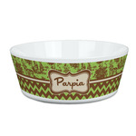 Green & Brown Toile & Chevron Kid's Bowl (Personalized)