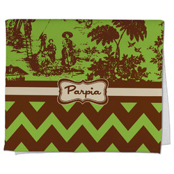 Green & Brown Toile & Chevron Kitchen Towel - Poly Cotton w/ Name or Text