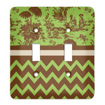 Green & Brown Toile & Chevron Light Switch Cover (2 Toggle Plate)