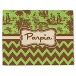 Green & Brown Toile & Chevron Single-Sided Linen Placemat - Single w/ Name or Text