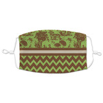 Green & Brown Toile & Chevron Adult Cloth Face Mask - XLarge