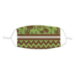 Green & Brown Toile & Chevron Kid's Cloth Face Mask