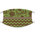 Green & Brown Toile & Chevron Cloth Face Mask (T-Shirt Fabric)