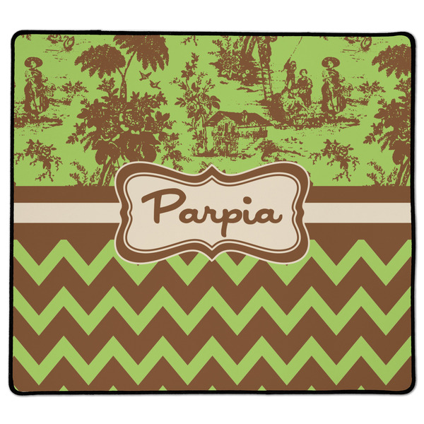 Custom Green & Brown Toile & Chevron XL Gaming Mouse Pad - 18" x 16" (Personalized)