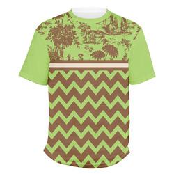 Green & Brown Toile & Chevron Men's Crew T-Shirt - 3X Large