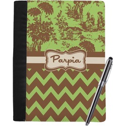 Green & Brown Toile & Chevron Notebook Padfolio - Large w/ Name or Text