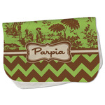 Green & Brown Toile & Chevron Burp Cloth - Fleece w/ Name or Text