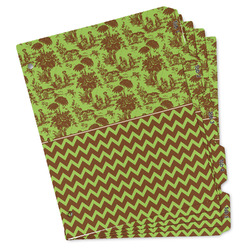 Green & Brown Toile & Chevron Binder Tab Divider - Set of 5 (Personalized)