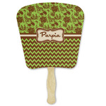 Green & Brown Toile & Chevron Paper Fan (Personalized)