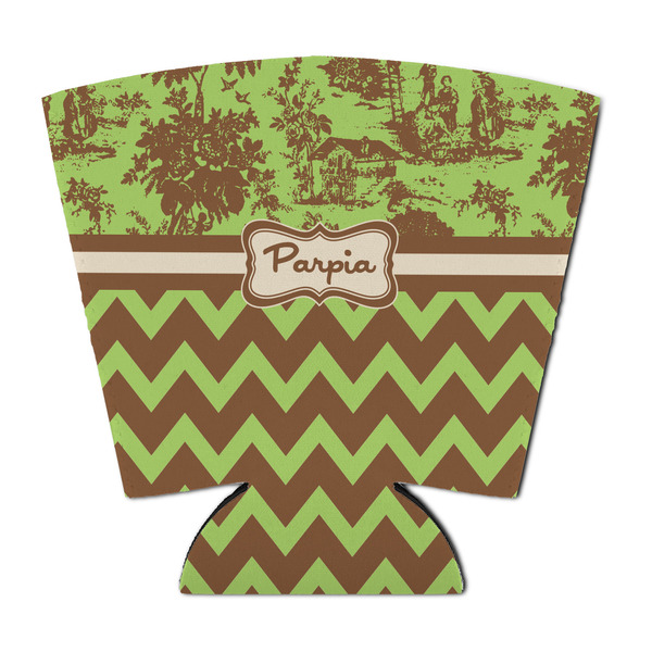 Custom Green & Brown Toile & Chevron Party Cup Sleeve - with Bottom (Personalized)