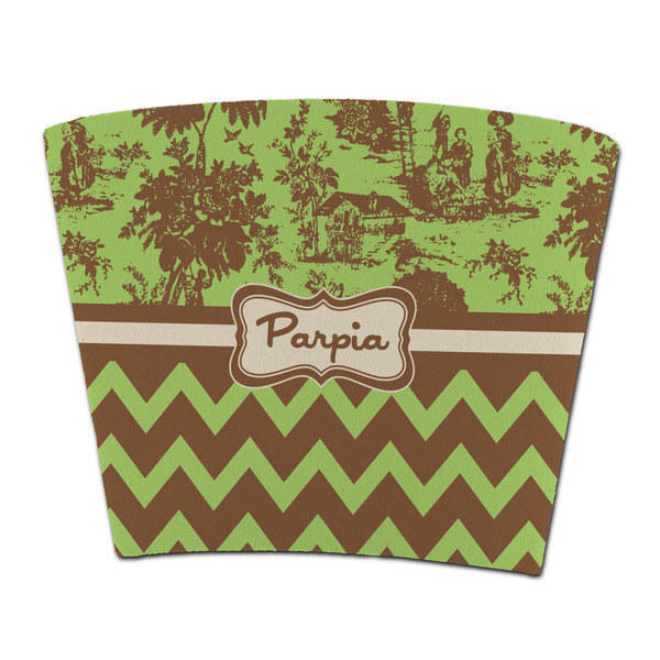 Custom Green & Brown Toile & Chevron Party Cup Sleeve - without bottom (Personalized)