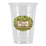 Green & Brown Toile & Chevron Party Cups - 16oz (Personalized)