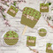 Green & Brown Toile & Chevron Party Supplies Combination Image - All items - Plates, Coasters, Fans