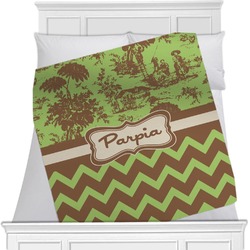 Green & Brown Toile & Chevron Minky Blanket - Twin / Full - 80"x60" - Double Sided (Personalized)