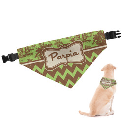 Green & Brown Toile & Chevron Dog Bandana - Large (Personalized)