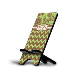 Green & Brown Toile & Chevron Cell Phone Stand (Small) (Personalized)