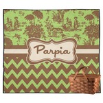 Green & Brown Toile & Chevron Outdoor Picnic Blanket (Personalized)