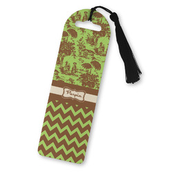 Green & Brown Toile & Chevron Plastic Bookmark (Personalized)