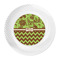 Green & Brown Toile & Chevron Plastic Party Dinner Plates - Approval