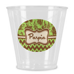 Green & Brown Toile & Chevron Plastic Shot Glass (Personalized)