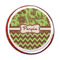 Green & Brown Toile & Chevron Printed Icing Circle - Medium - On Cookie