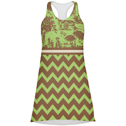 Green & Brown Toile & Chevron Racerback Dress - Large