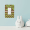 Green & Brown Toile & Chevron Rocker Light Switch Covers - Single - IN CONTEXT