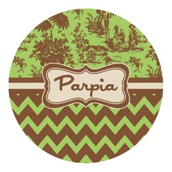 Green & Brown Toile & Chevron Round Decal - Large (Personalized)
