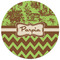 Green & Brown Toile & Chevron Round Mousepad - APPROVAL