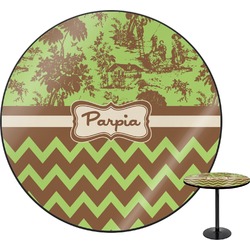 Green & Brown Toile & Chevron Round Table - 30" (Personalized)