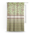 Green & Brown Toile & Chevron Sheer Curtain