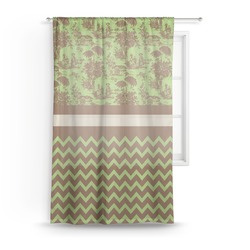 Green & Brown Toile & Chevron Sheer Curtain - 50"x84"