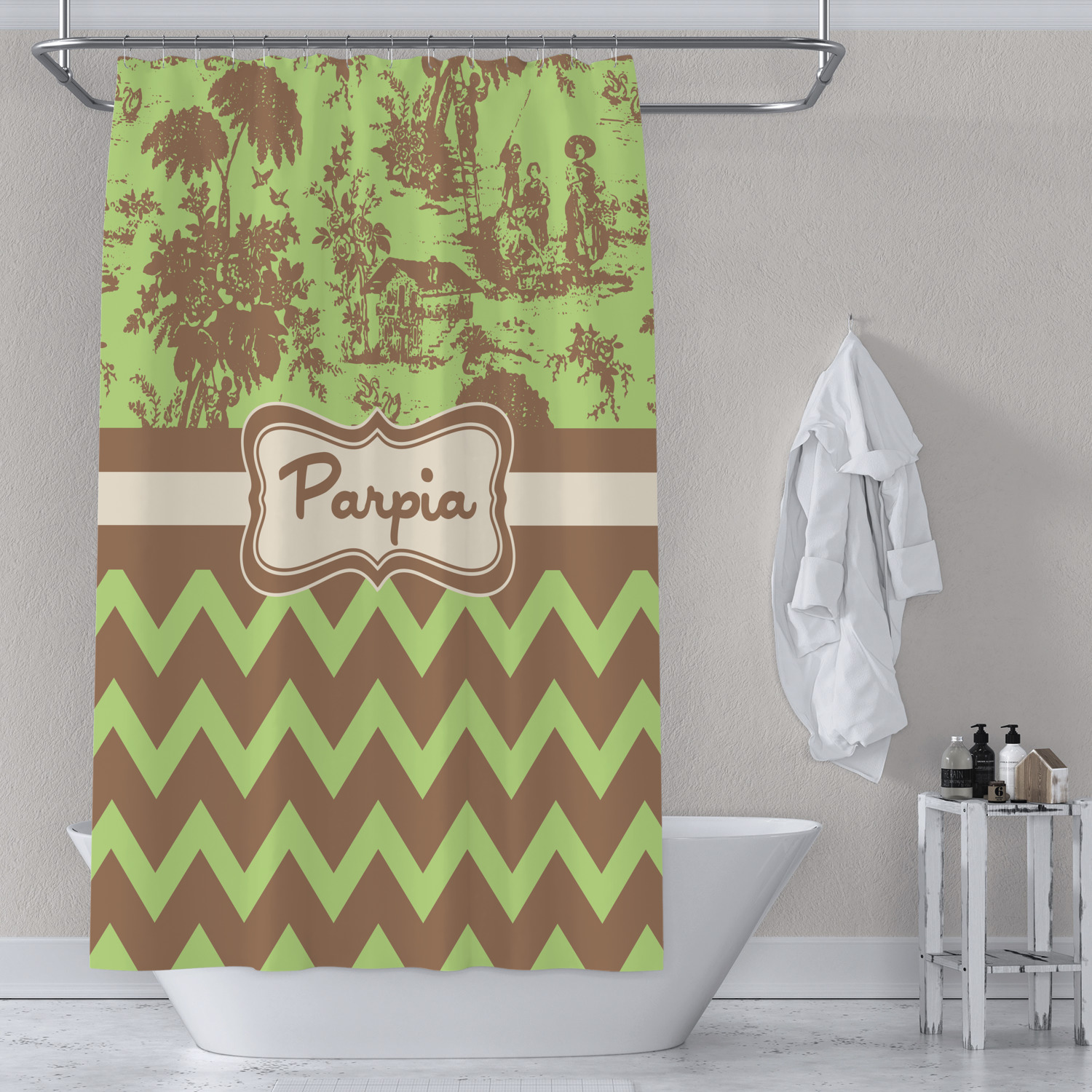 brown chevron shower curtain