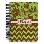 Green & Brown Toile & Chevron Spiral Notebook - 5x7 w/ Name or Text