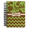 Green & Brown Toile & Chevron Spiral Journal Small - Front View