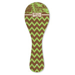 Green & Brown Toile & Chevron Ceramic Spoon Rest (Personalized)