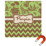 Green & Brown Toile & Chevron Square Car Magnet - 6" (Personalized)