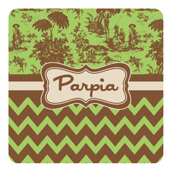 Green & Brown Toile & Chevron Square Decal - Medium (Personalized)