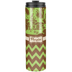 Green & Brown Toile & Chevron Stainless Steel Skinny Tumbler - 20 oz (Personalized)