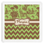 Green & Brown Toile & Chevron Paper Dinner Napkins (Personalized)