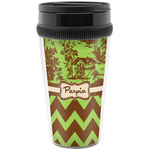 Green & Brown Toile & Chevron Acrylic Travel Mug without Handle (Personalized)